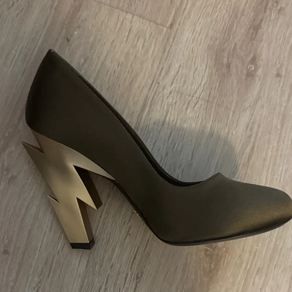 Prada Metallic Bronze Lightning-Heel Pumps - Picture 5 of 7